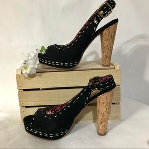 💖 Envy Sunshine Peep-Toe Cork Heels